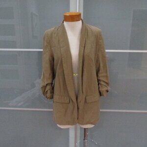 Zara Open Front Ruched Sleeve Blazer